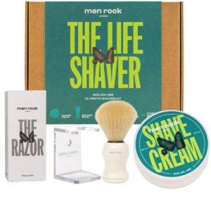 Men Rock Ultimate Shaving Gift Set Sicilian Lime Skutimosi rinkinys su dviašmeniu skustuvu, 1vnt