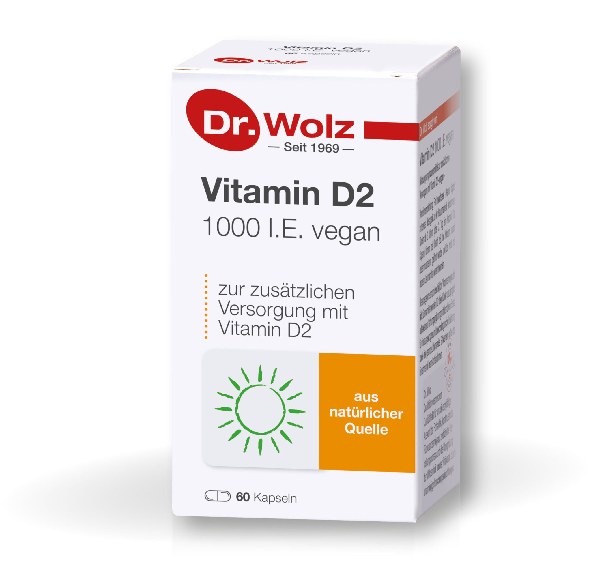 Vitamin D2 1000IE vegan_60Kapseln_VPE Dr. Wolz Vitamin D2 1000 I.E. vegan, 60 kapsulių - Image 1
