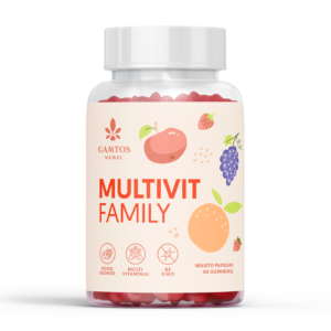 Gamtos Namai Multivit Family, 60 pektininių guminukų pakuotė – multivitaminai šeimai imuninei sistemai ir energijai